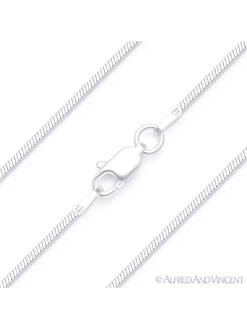 1mm 4-Sided Snake Link Italian Chain Necklace in Solid .925 Sterling Silver 24"